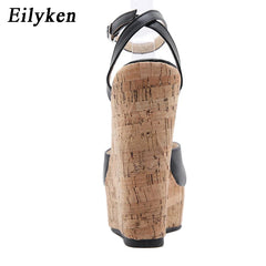 Summer White Women's High Heels Hollow Out Sandals Platform Buckle