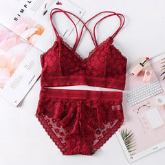 Women Lace Bras Set Backless Bralette Seamless Underwear Lace Top Lingerie