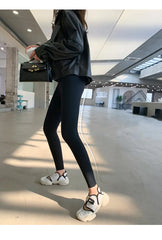 Women Sharkskin Black Leggings Thin Workout Stretch Fitness
