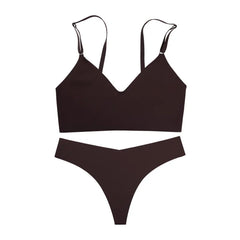 Seamless Bra Briefs Set Bustier Crop Tops Breathable Sexy Ice Silk Seamless