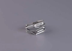 925 Sterling Silver Line Winding Shape Forever letter Open Rings For Women