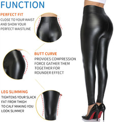 High Waist Faux Leather Leggings Women Thick Non See-through PU Leggings