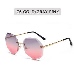 Sunglasses Women Ocean Water Cut Trimmed Lens Metal Temples Sun Glasses