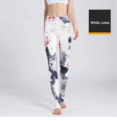 Cloud Hide Yoga Pants Women High Waist Trainer Sports Leggings Long Tights Floral