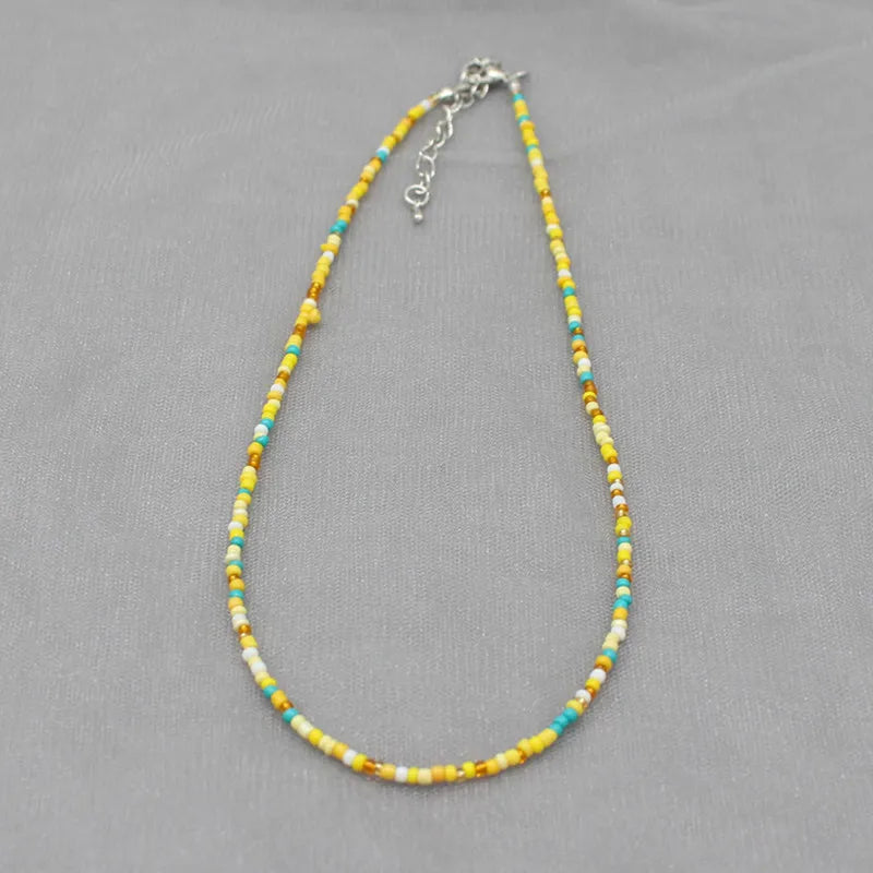 Simple Seed Beads Strand Choker Necklace Women String Collar Charm Colorful Handmade Bohemia Collier Femme Jewelry Gift