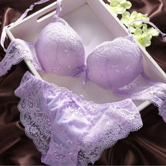 Women's Push Up Embroidery Lace Floral Bra Sets Panties Underwear 5 Colors