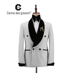 Groomsmen Suits: Men Suit Tuxedo 2 Pieces Double Breasted Shawl Lapel Wedding Party