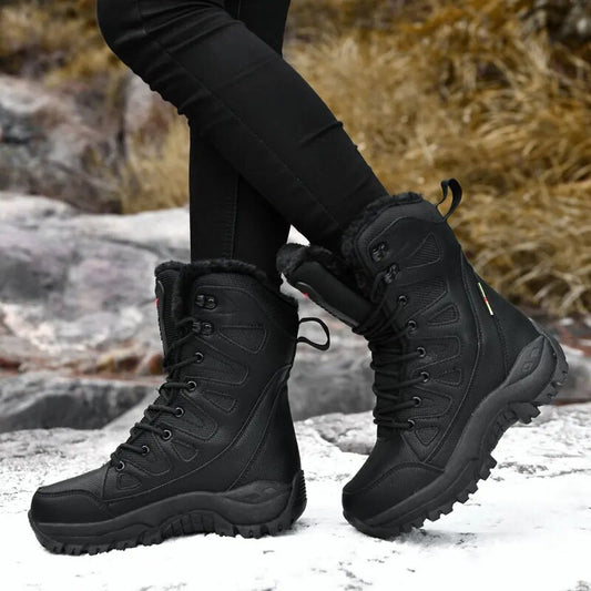 Moipheng Winter Boots Women Super Warm Plus Size 36-46 Mid-Calf Motorcycle Boots