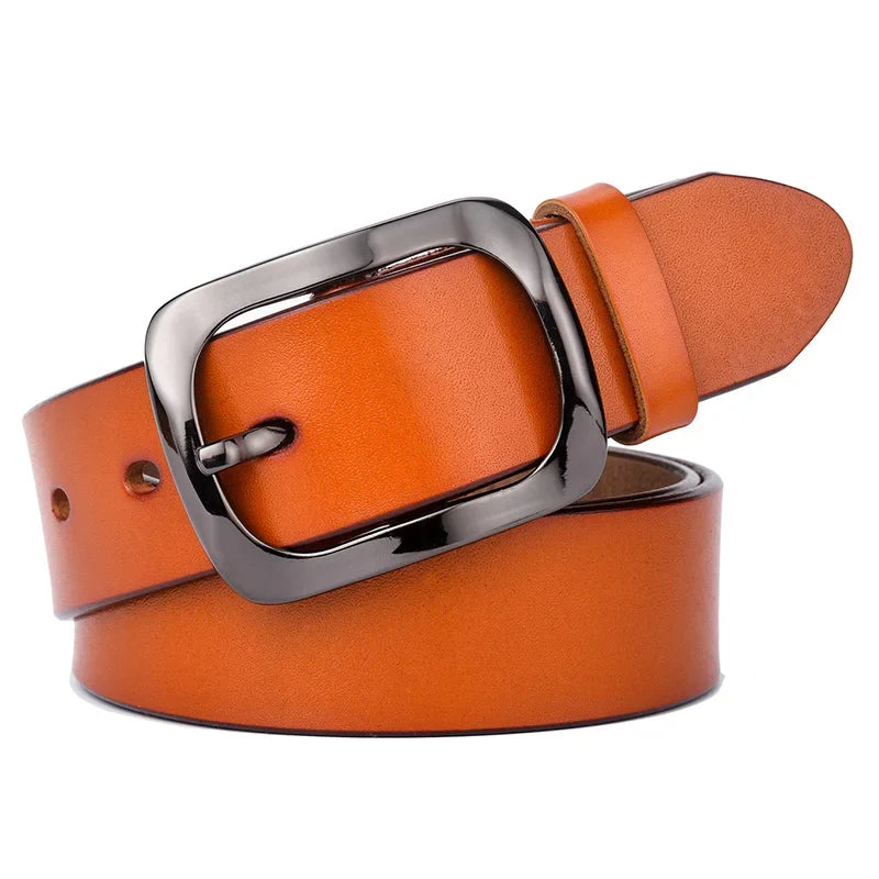 VATLTY 3.2cm Genuine Leather Belt for Women Natural Cowhide Metal Buckle Casual Jeans Trousers Belt Female Waistband Gifts