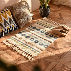 60x90cm Retro Bohemian Hand Woven Tassel Carpet for Home Living Room Window