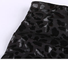 High Waist Leather Leggings for Women Leopard Snake Leather Trouser Black