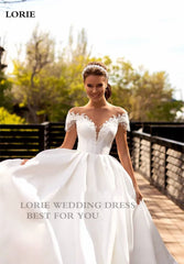 White Bridesmaid Dresses: Wedding Dress A Line Beaded Lace Appliques Bride