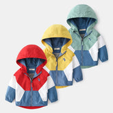 Spring Children Jackets for Boys Hooded Patchwork Kids Boy Outerwear
