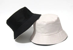 Black Solid Dots Bucket Hat Two Side Wear Unisex Simple Bob Caps Hip Hop Gorros Men