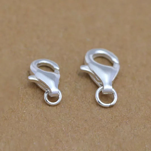 2pcs Real Pure Solid 925 Sterling Silver Lobster Spring Clasps with Ring Hook Claw Buckle Connector Jewelry Making Findings