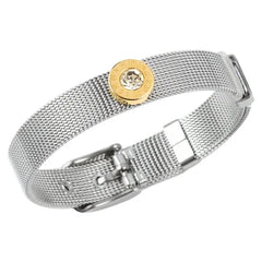 Gold Color Stainless Steel Ring Big Round Crystal Mesh Finger Ring Roman