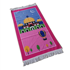 Muslim Prayer Rug Kids Children Islamic Mat Educational Janamaz Girl Boy Salah Child