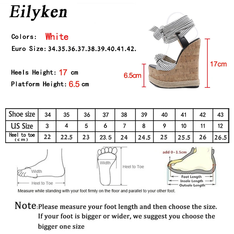 Solid White Platform Wedges Sandals Women Fashion High Heels Ankle