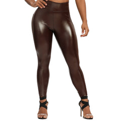 Winter Black Leather Leggings Women Skinny Push Up High Waist Legging Pockets