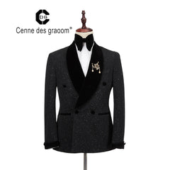 Groomsmen Suits: Men Suit Tuxedo 2 Pieces Double Breasted Shawl Lapel Wedding Party