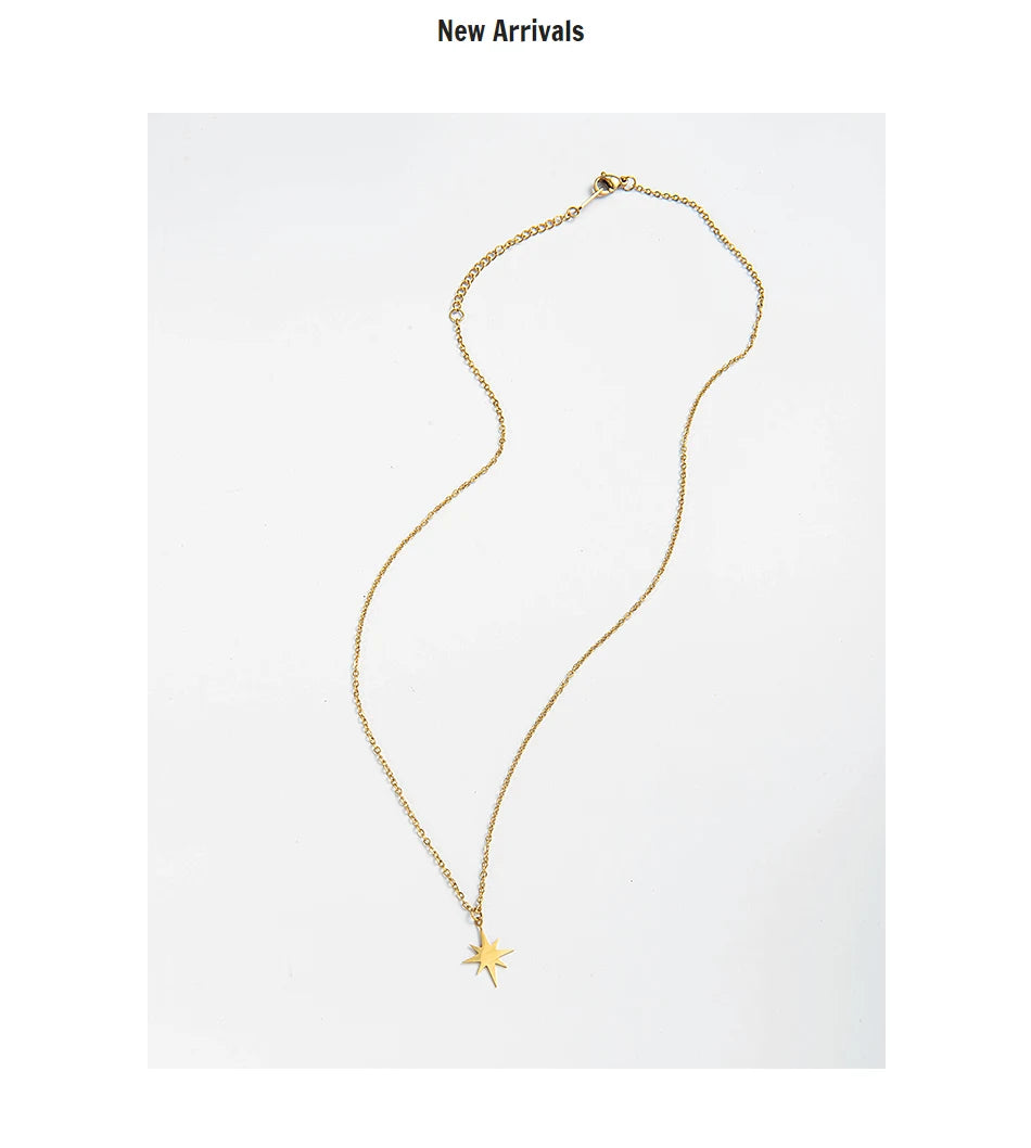 316 L Stainless Steel Necklace For Women Gold Plated Star Pendant Clavicle Necklaces