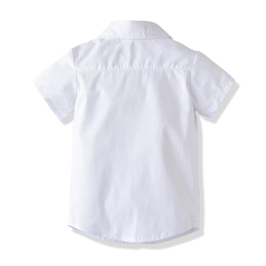 Kids Boy Clothes White Shirt + Red Shorts 4 Pieces Toddler Boy Outfit Perform Children Birthday Costume Birthday Outfit
