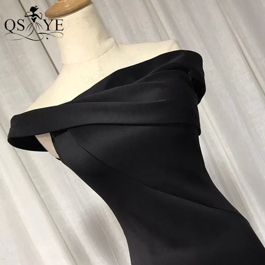 Evening wear Dresses: Black Evening Dresses Elastic Mermaid Off the Shoulder