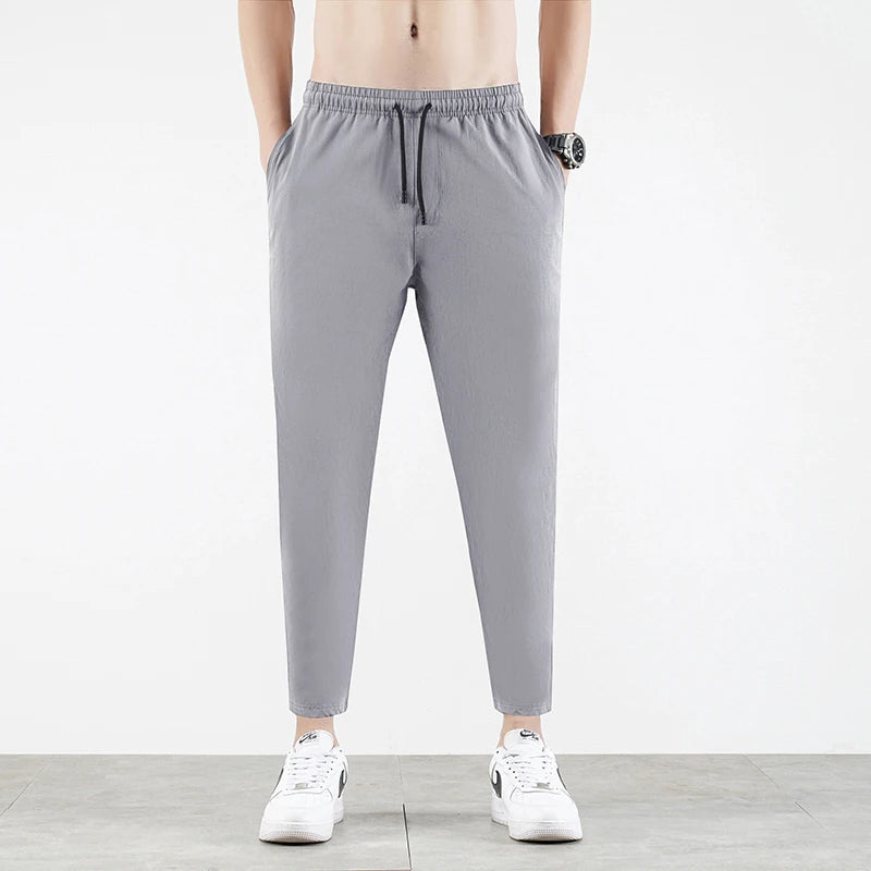 Korean Ice Silk Men'S Summer Thin Fashion Brand Loose And Versatile Quick Dry
