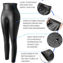 High Waist Faux Leather Leggings Women Thick Non See-through PU Leggings