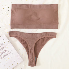Women Bra Set Strapless Seamless Underwear Push Up Bra High Waist Thong