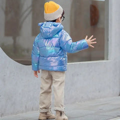 Keep Warm Winter Girls Jacket Kids Colorful Hooded Zipper Outerwear For Boys Clothes