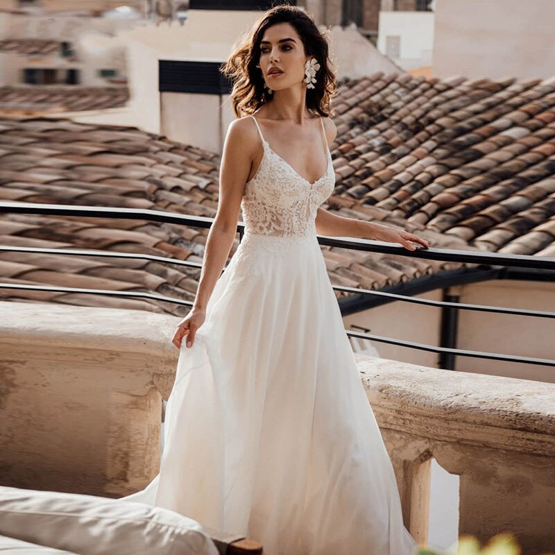 White Bridesmaid Dresses: Wedding Dress Beach Bridal Gown Tulle Lace Appliques