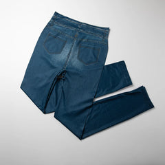 Push Up Seamless High Waist Faux Denim Leggings Women Casual Elastic Pocket Jeans