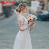 White Bridesmaid Dresses: Lace Long Sleeves Robe De Mariee Vestido Wedding Dress
