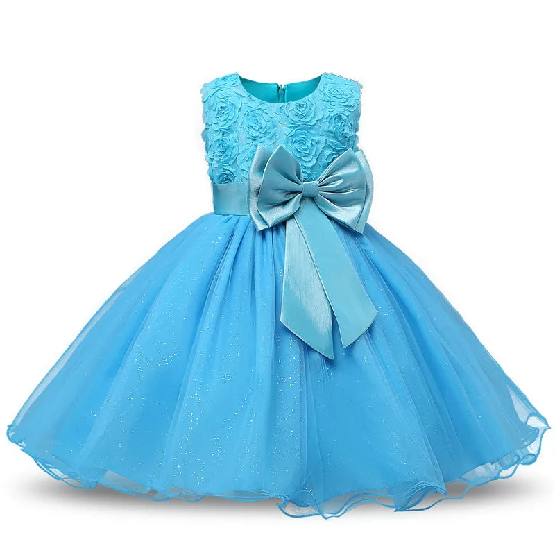 Baby Girls Dress Princess Party Dress Flower Elegant Wedding Gown Big Bow