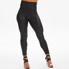 PU Leather Pants Women Elastic High Waist Hip Push Up Black Female Leggings