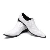 Spring High Quality White Snake Skin Slip On Men Dress Shoes Genuine Leather Party