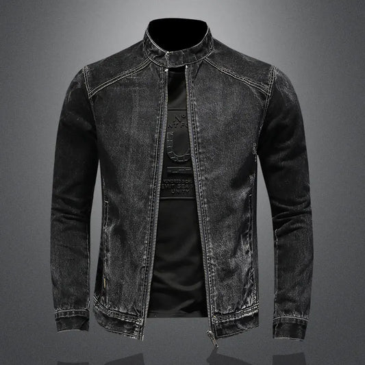Vintage Stand Collar Pilot Coat Denim Bomber Jacket Plus Size 5XL Slim Fit Zipper Jackets