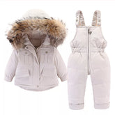 2pcs Set Children Winter Down Jacket and Jumpsuit for Baby Thicken Jacket for Girls