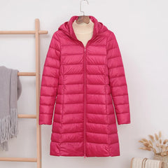 5XL 4XL Hat Detachable Thick Long Down Jacket Women Winter Ultra Light Down Jacket