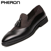 Semi-formal Hemp PU Leather Men's Suit Shoes Glamorous Blue Tassel Italian