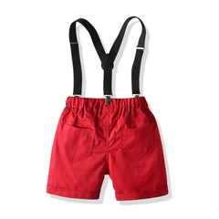 Kids Boy Clothes White Shirt + Red Shorts 4 Pieces Toddler Boy Outfit Perform Children Birthday Costume Birthday Outfit