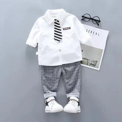 Children Kids Gentleman Clothing Suit Birthday Wedding Party Elegant Set Baby Boy Casual Wear Striped Shirt Vest Pants Costume