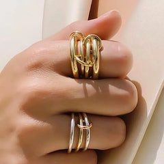 Multiple Layers Strand Loop Index Finger Rings for Women Lead Nickel