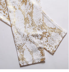 Women's Retro Metallic Snake Gym Leggings Blue Silver Shiny Legging Fitness Bottom