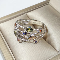 Genuine S925 Stamp Silver Color Rings for Women Hollow Engagement Ring Bijoux