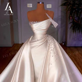 White Bridesmaid Dresses: Wedding Dress 3 In 1 Pearls Mermaid Court Train Princess