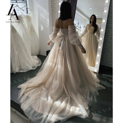 White Bridesmaid Dresses: Beach Wedding Dresses 2 In 1 Sleeve A-Line Bridal Gown