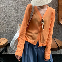 Cardigan Shirt Women Tops Korean Long Sleeve Cardigan Summer Tops V Neck