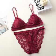 Women Lace Bra And Panties Set Floral Lace Bralette Embroidery Lace Underwear Set